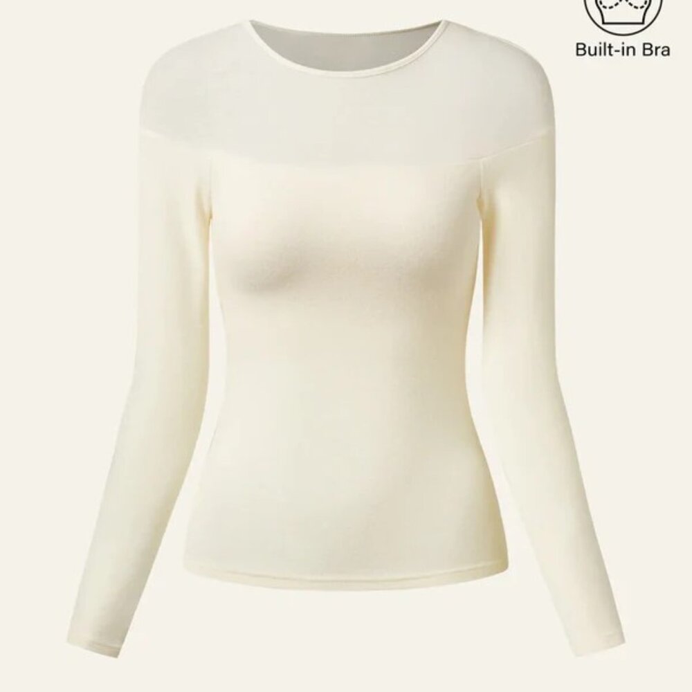 OGL Tencel Wool Blend Sheer Shoulder Thermal Brami Top Size Medium